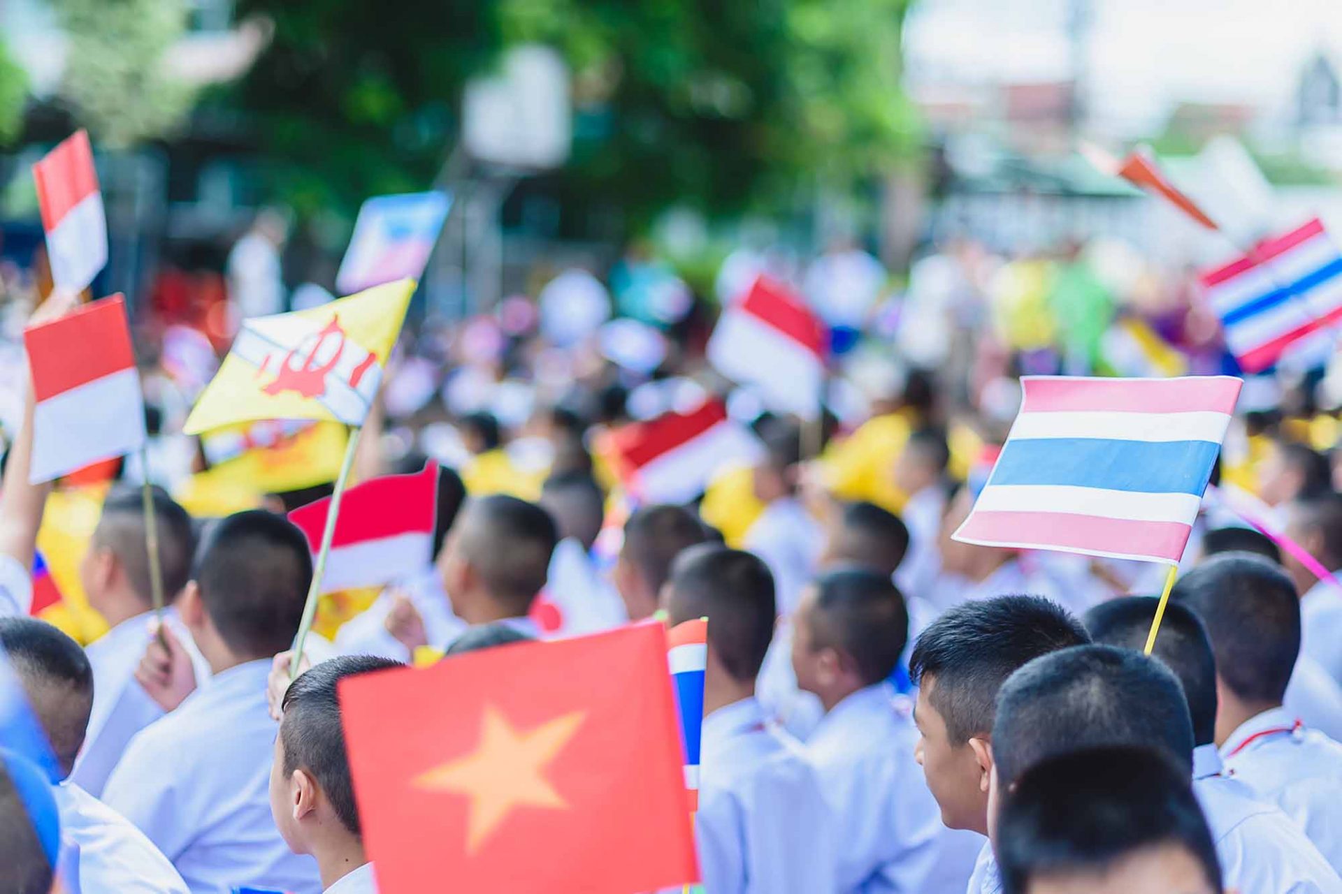 Celebrate ASEAN Day Falls On Aug. 8,Students Hand Holding Carry